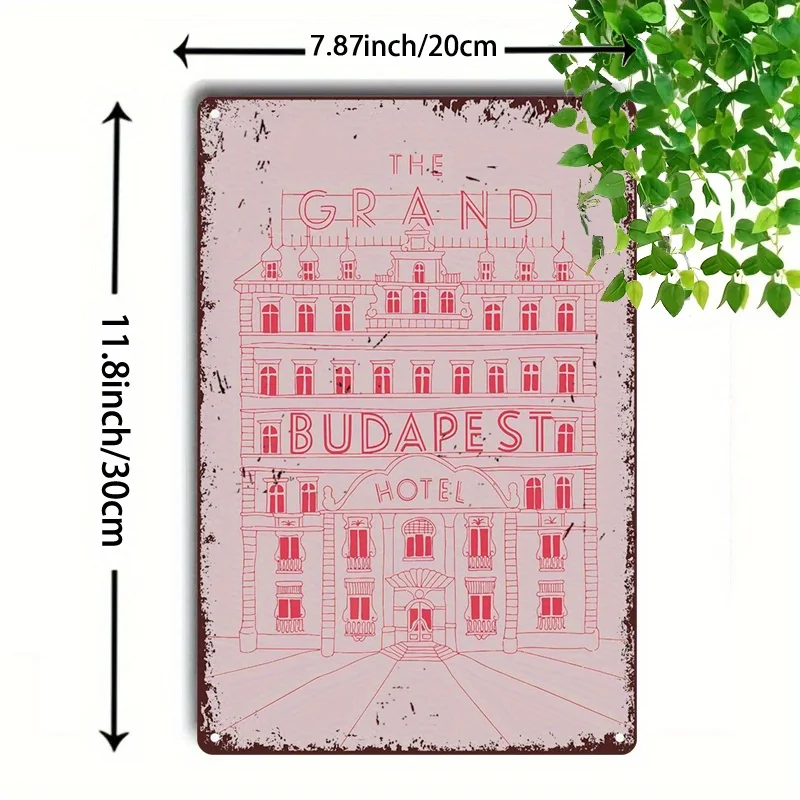 1 قطعة ، علامات معدنية عتيقة القصدير اللوحة جراند بودابست فندق مبدع بناء رسم ريترو خمر نظرة جدار الفن لشريط ، مقهى ، بيا