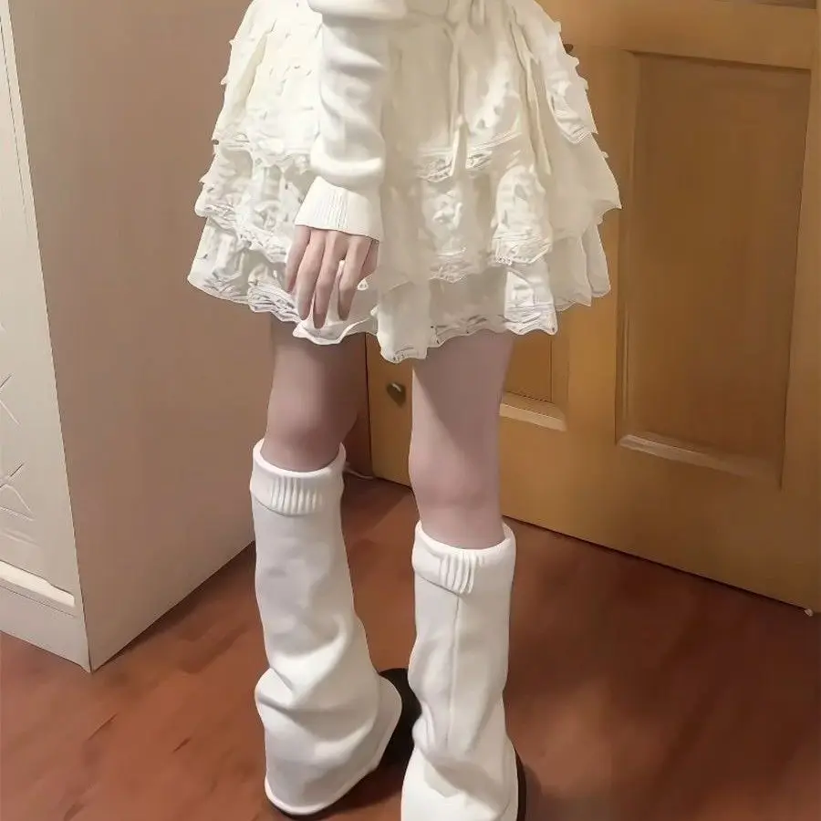 

Женская пышная юбка-кейк с высокой талией, кружевной отделкой и оборками, в корейском стиле, для повседневной носки