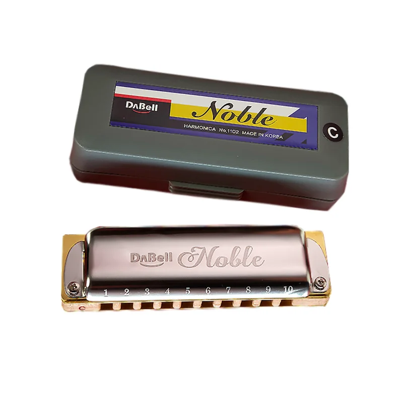 DABELL Harmonica Noble 1102 Blues Harp 10 Holes Mouth Organ Stainless Steel Cover Plates Maple Wood Comb Equal Temperament Korea