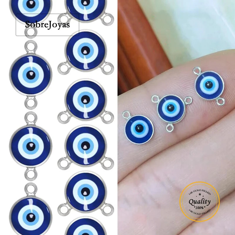 

6mm Blue Eye Charm Pendant 925 Sterling Silver Hypoallergenic Connector for DIY Necklace Jewelry Accessory