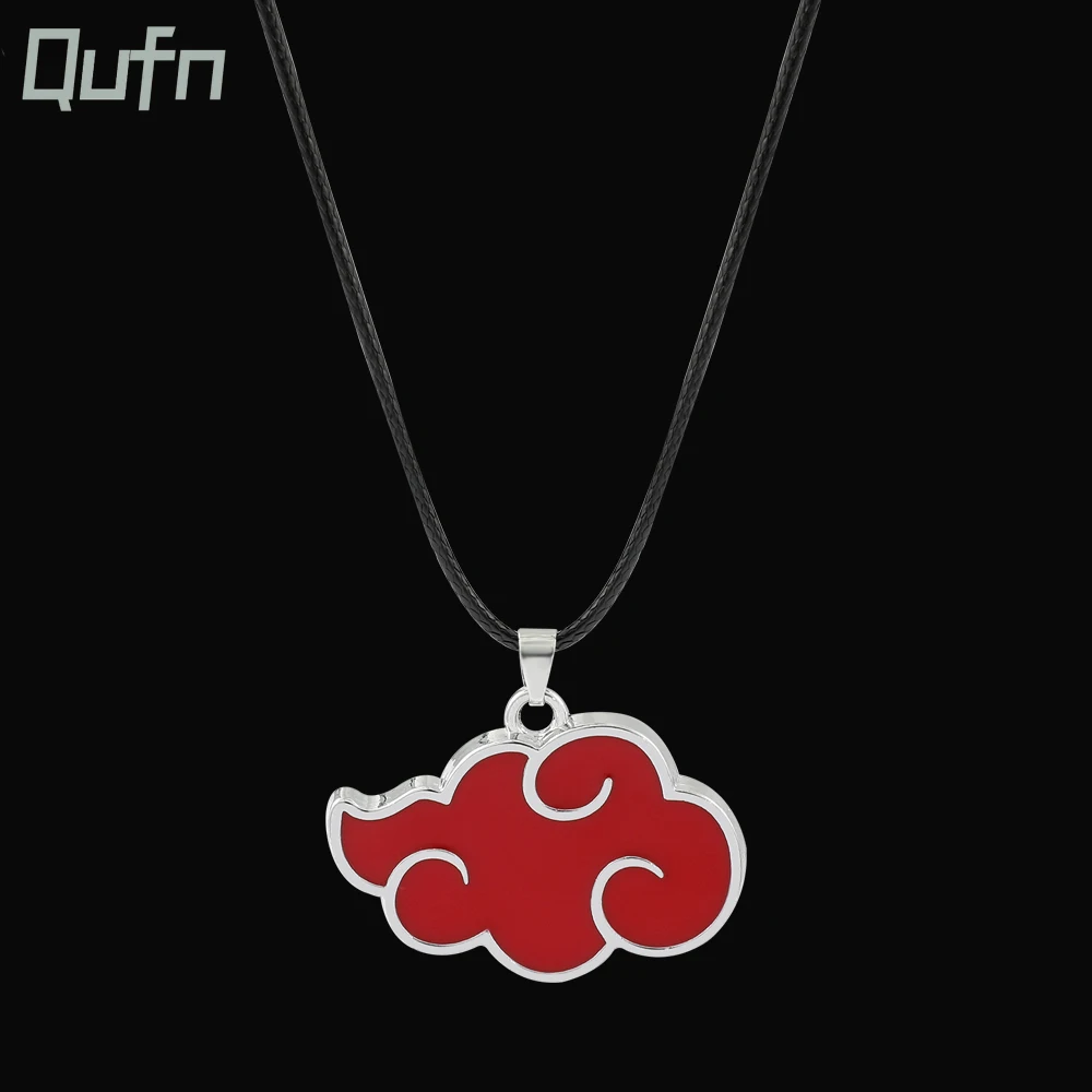 Anime Red Cloud Pendant Necklace For Women Men Akatsuki Organization Enamel Red Cloud Chain Necklace Cosplay Jewelry Accessories