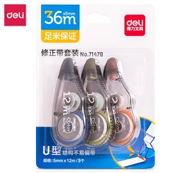 Large Capacity Correction Tape, 36m/118ft Total, Affordable Packs, Student Correction Tape, White, 3Pcs/Set