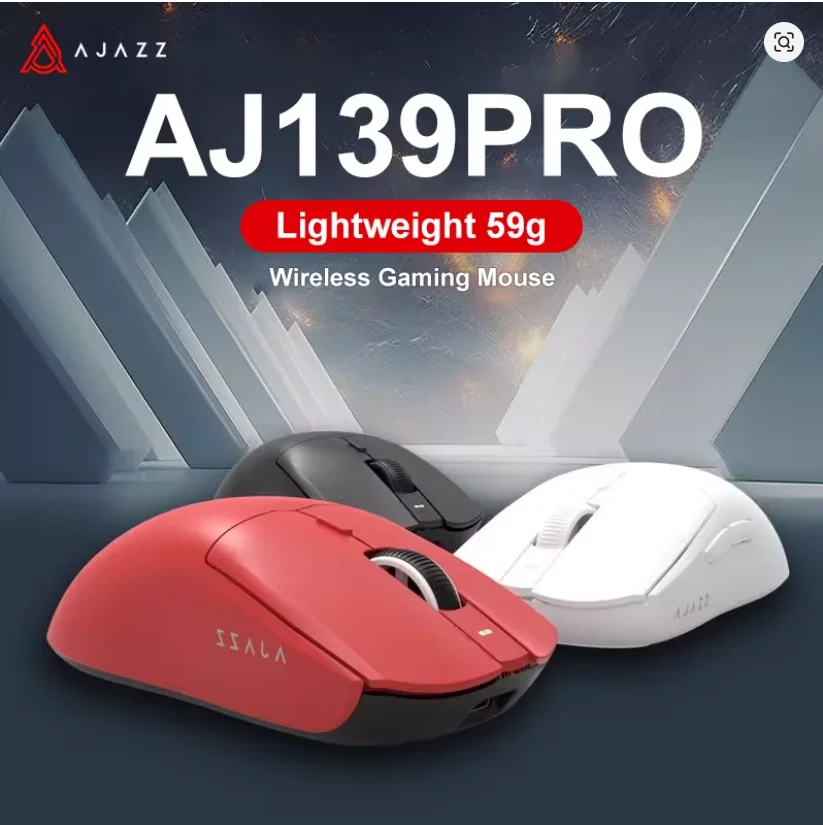AJAZZ AJ139 PRO/139 PMC kabellose Gaming-Maus, ultraleicht, 59 G, PAW3395 26K-Sensor, 26000 DPI, 6 programmierbare Tasten