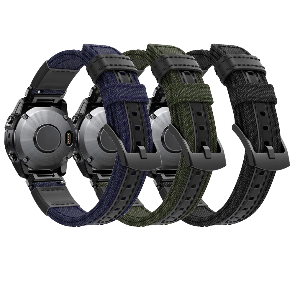 22 26mm Watch Strap Band For Garmin Fenix 7 7X 6 6X Pro 5 5X Plus EPIX VERTIX 2 Canvas Wristband Smartwatch Accessories Correa