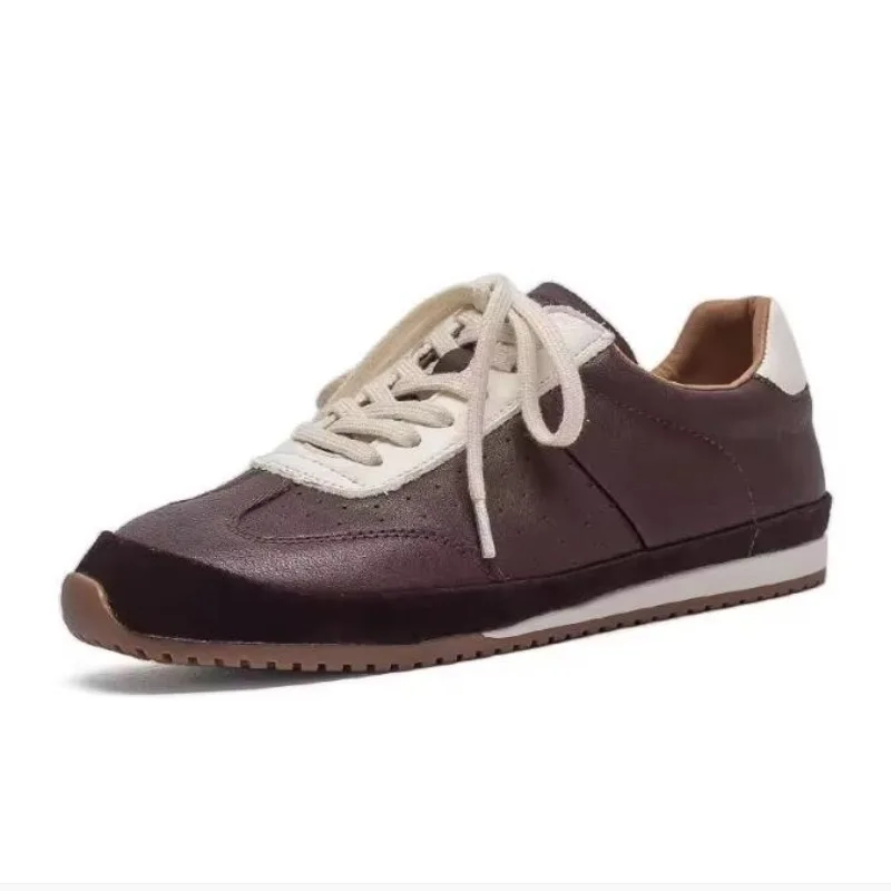 

1cm Cow Suede Genuine Leather Platform Wedge Autumn Shoes Women Wedge Loafer Spring Flats Rubber Lace Up Comfy