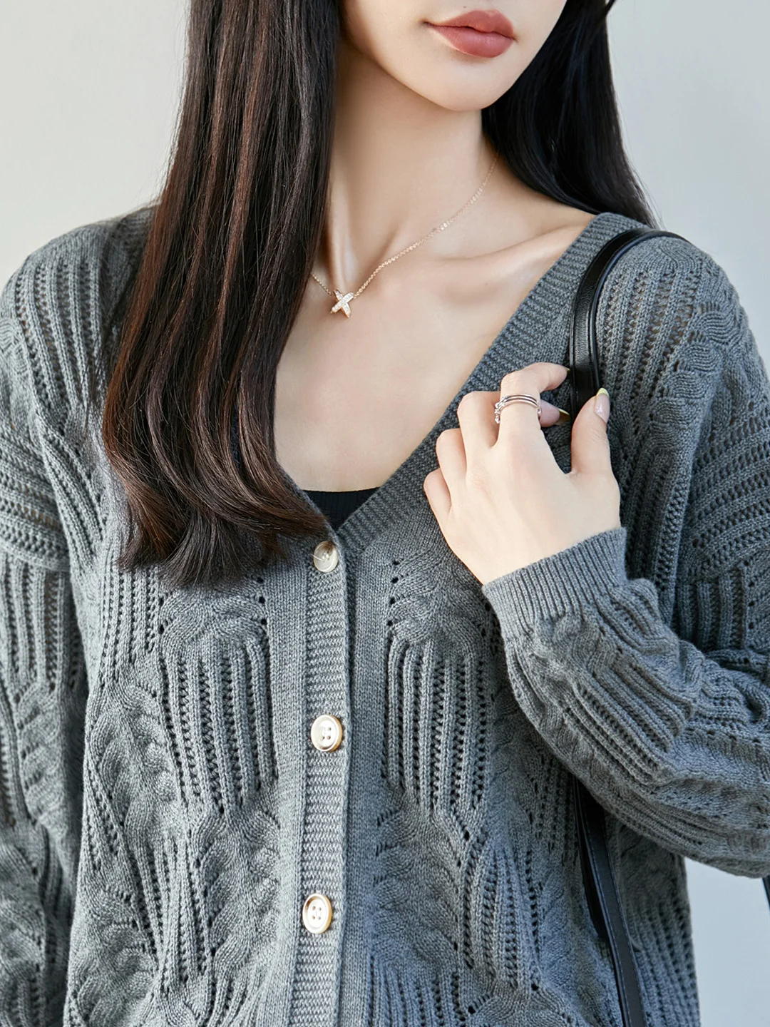 Sun Protection Loose Cotton V-Neck Knitted Cardigan Women's Summer Air Conditioning Open-Shirt Style Long Sleeve Soft Fabric
