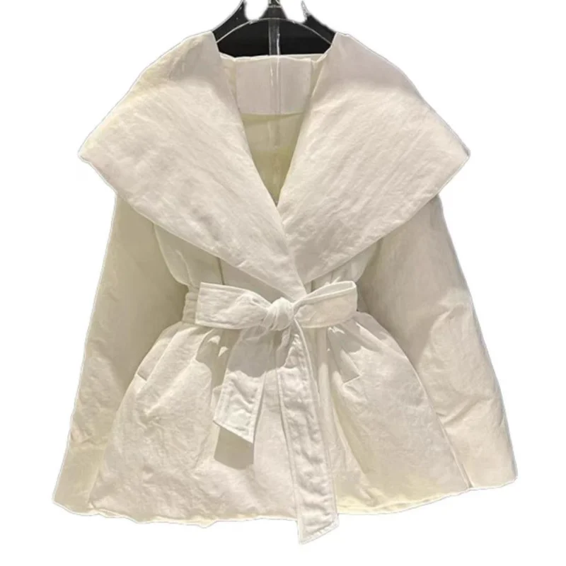 

Lace-up Waist Cotton-padded Jacket for Women New Style Retro Fashion Unique Super Nice Short Coat