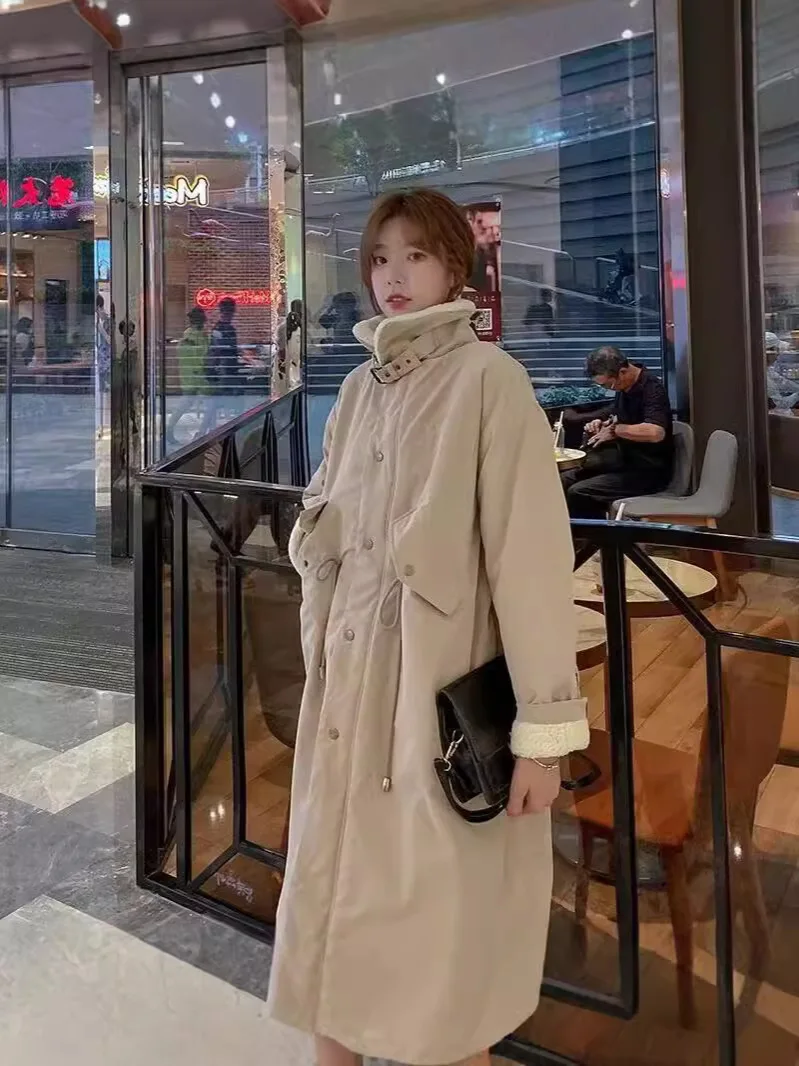 

Parkas Elegant Womens Autumn Climbing Padded-Cotton Athleisure Splicing High-Grade Workwear Warm-Keeping Outdoor Metal Safari OL