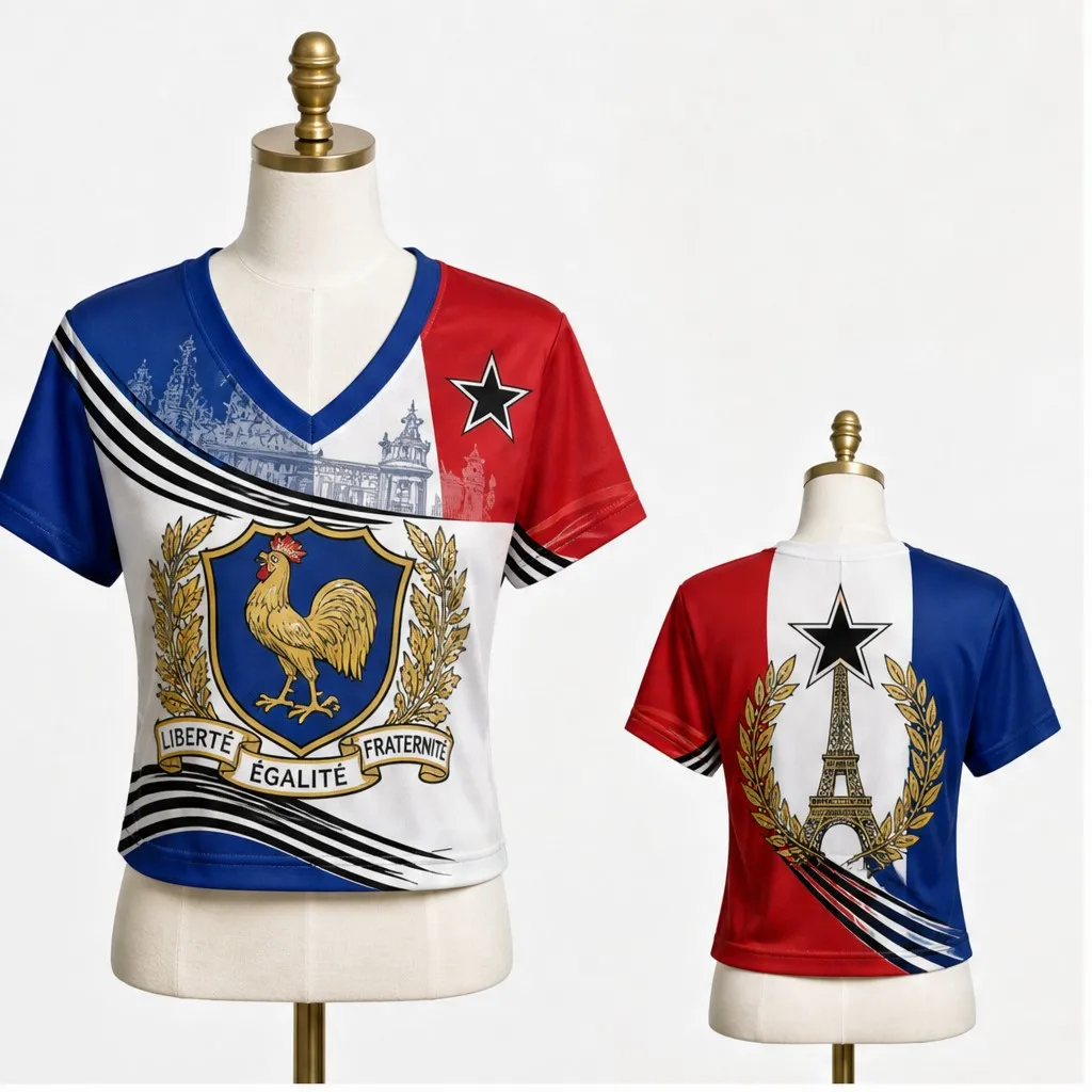 Womens V Neck Crop T Shirt France Rooster Crest Eiffel Star Graphic Short Sleeve Paris Street Casual Slim Top Summer Tee New Top
