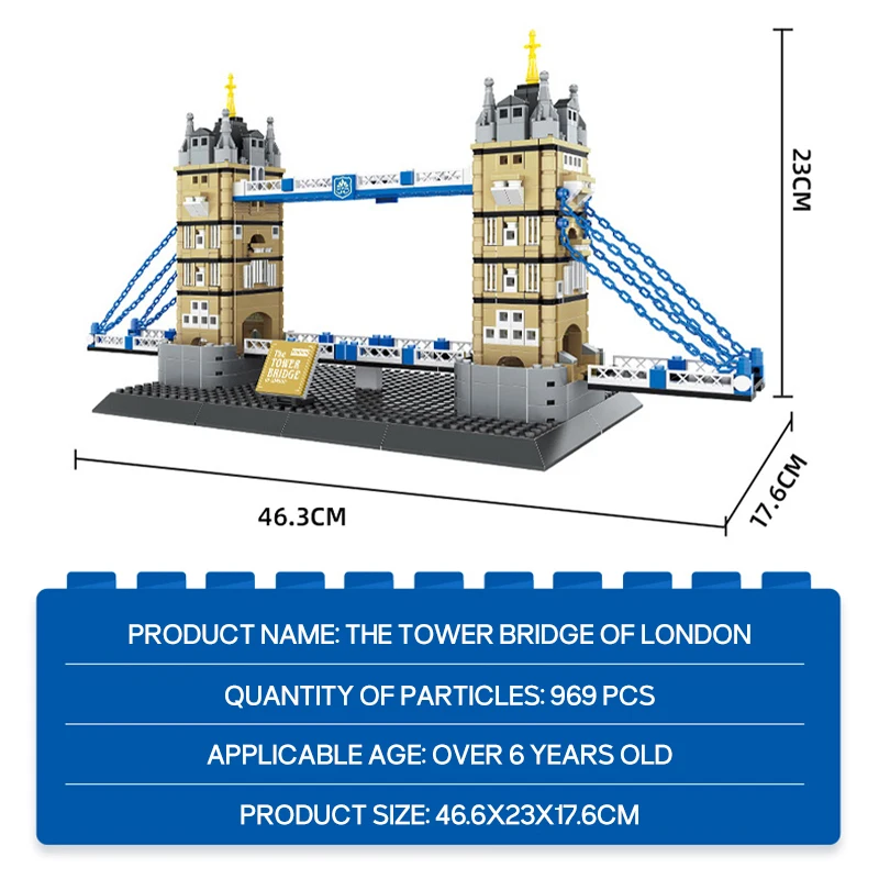 World Famous Architecture Twin Tower Bridge Building Blocks Micro Block Tower Bridge London United Kingdom Building Brick Toy