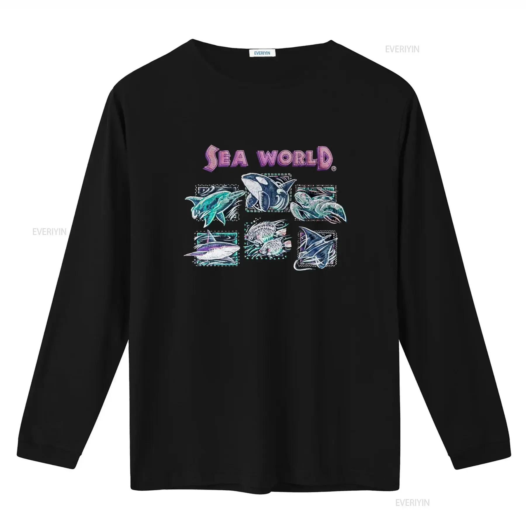 Vintage Sea World T Shirt for Adults Medium Size with Orca Killer Whale Shamu Design Black 1990s Style vintage Washed Versatile