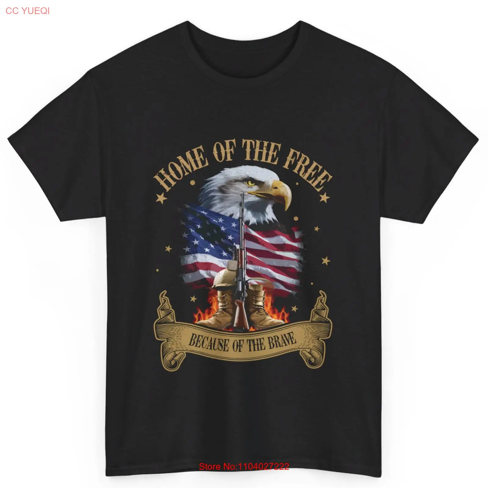 Veteran Home of The Free Because of the Brave Veteran's Day Gift Cotton T-Shirt