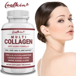 Multi Collagen Capsules (I, II, III, V, and X) - Grass Fed Collagen Peptide - Anti Aging Collagen Supplement