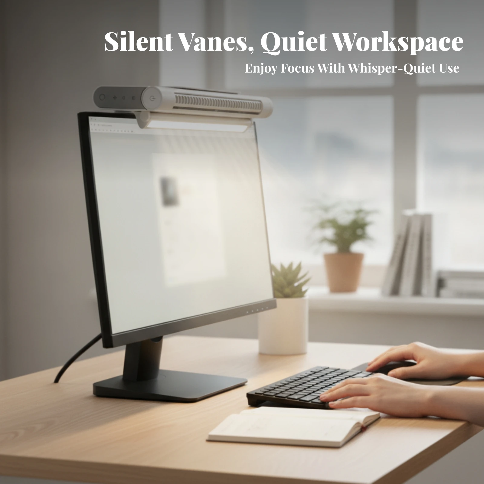 USB Powered Clip-on Monitor Fan Rounded Ends Office Cooling Monitor Clamp-on Fan Space Saving