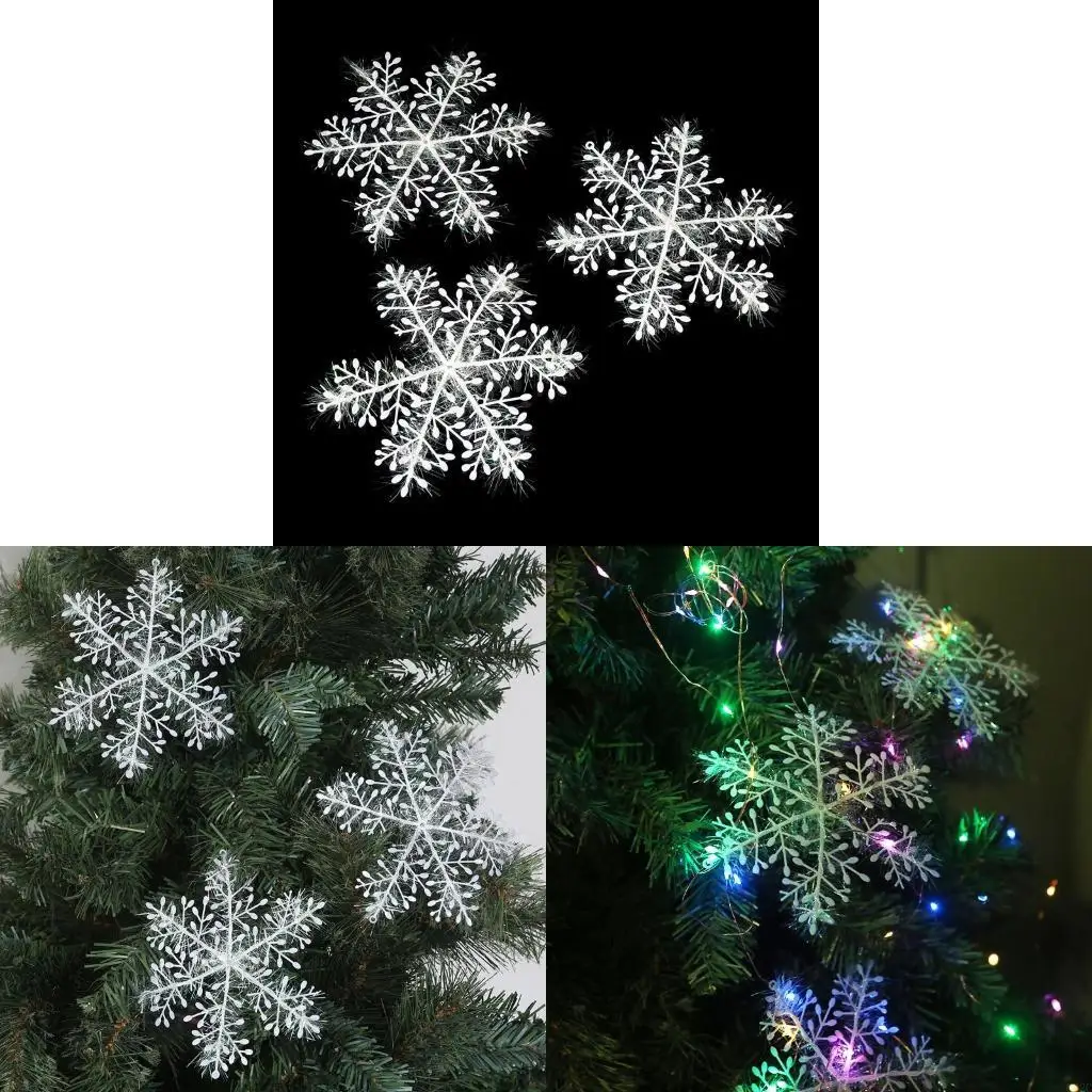 G92C White Snowflake Ornaments Christmas Tree Window Door Accessories