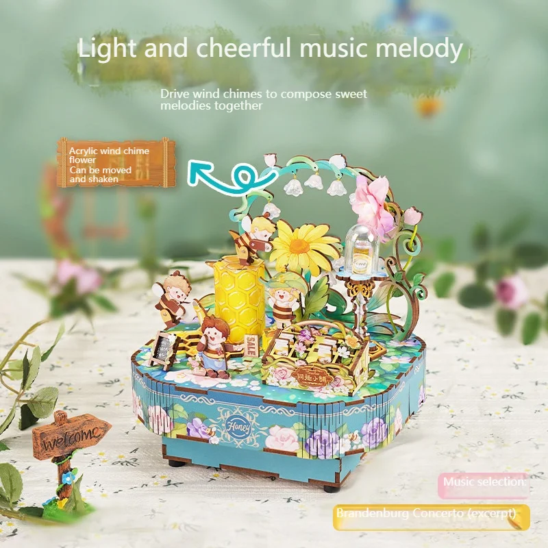 DIY Music Box Kit - Lily of the Valley 3D Wooden Puzzle, Handmade Gift for Girls, Birthday Present, Kids Craft