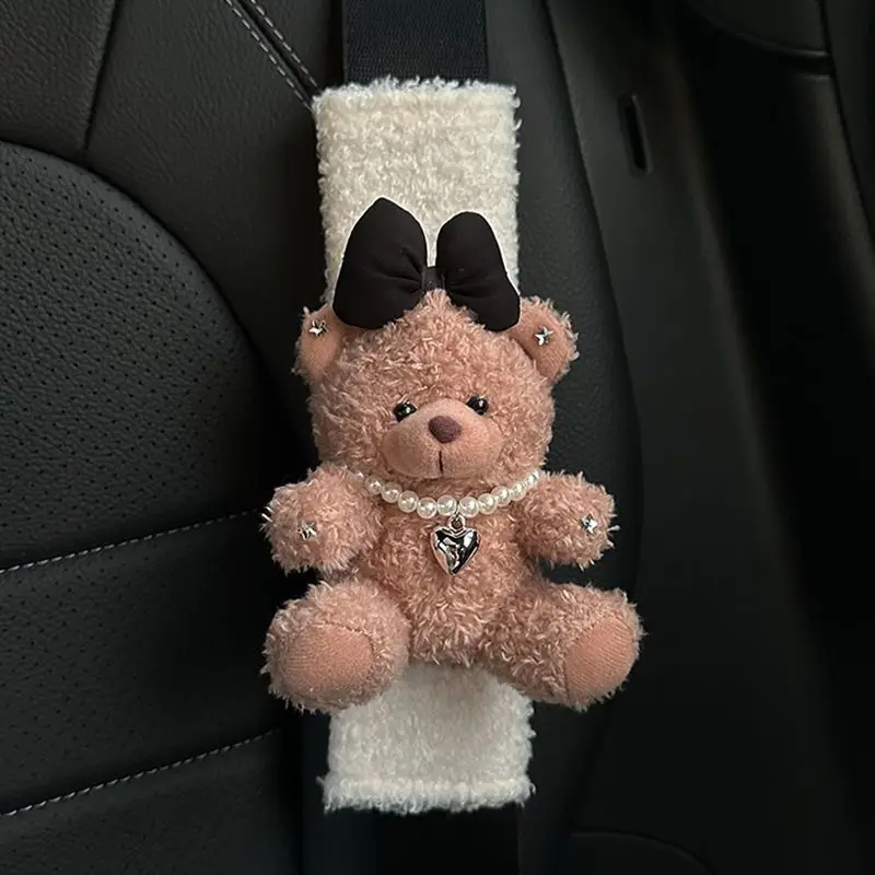 Cartoon Bear Car Seat Belt Cover Car Anti-leakage Protective Car Seat Shoulder Cover Decoration