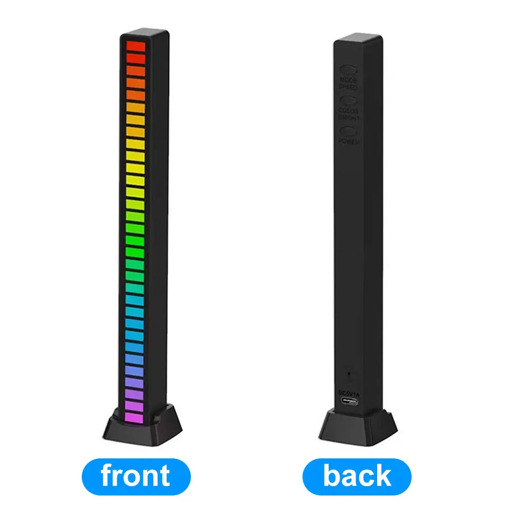 Car LED Light Bar Sound Control Rhythm Base Sticker RGB Ambient Sensitive Romantic Date Desktop Gaming Home Decor Plug In Party