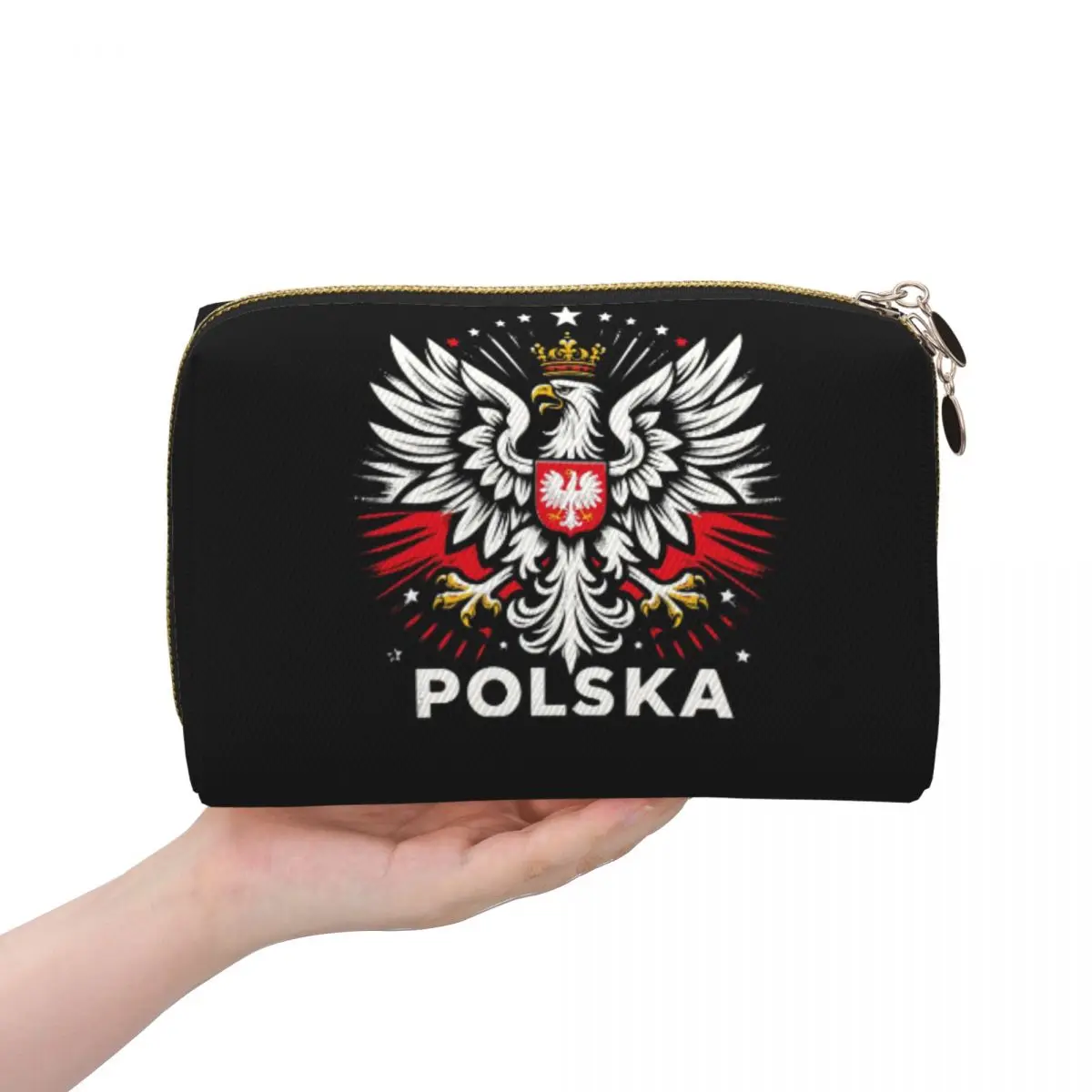 

Polska Polish Flag Poland Flag Women Cosmetic Bags Travel Makeup Organizer Pouch Toiletry Storage Dopp Kit Box