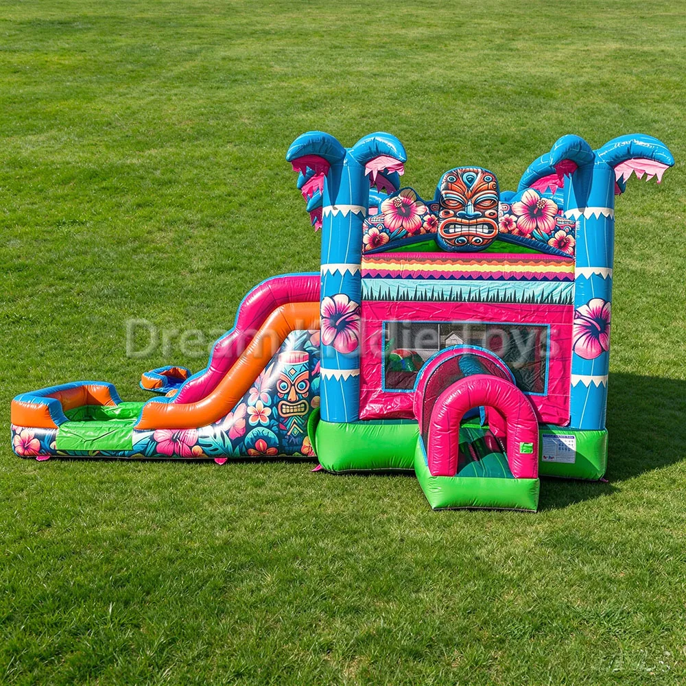 Commercial Inflatable Bounce House Water Slide Combo with Double Slides and Splash Pool for Outdoor Events