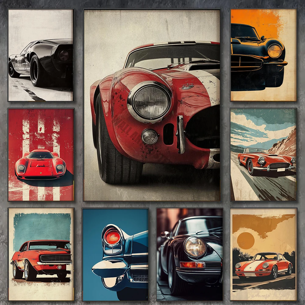 Classic Muscle Car Poster Vintage Wall Art Gift for Car Lovers Retro Home Decor Automotive Fan Art Birthday Gift Ideas