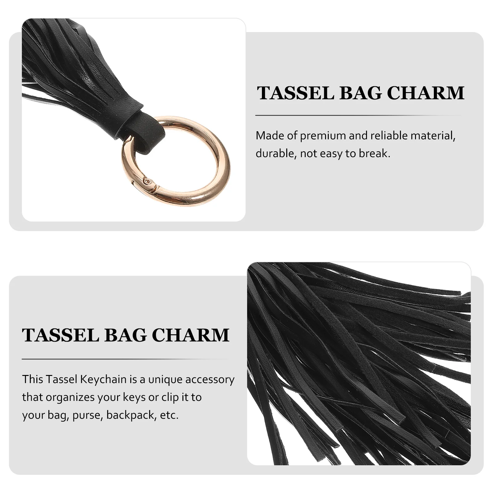 

Keychain Black Pu Bag Charm For Women Car Key Ring Holder Pendant Accessory Long Tassel Keyring Purse Charm Diy Tassel