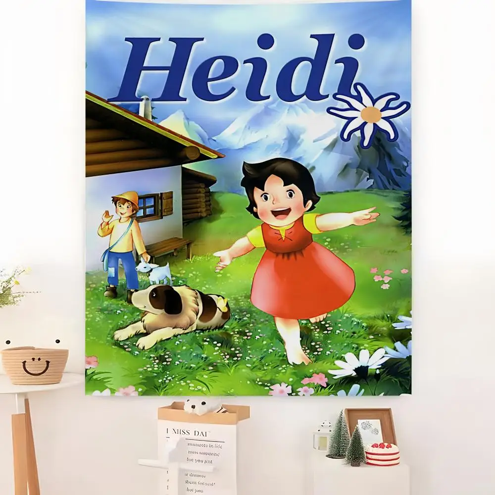H-Heidi P-Peter Cartoon Tapestry Microfiber Background Art Decor For Bedroom Living Room Bar Garden Outdoor Festival Wall Deco