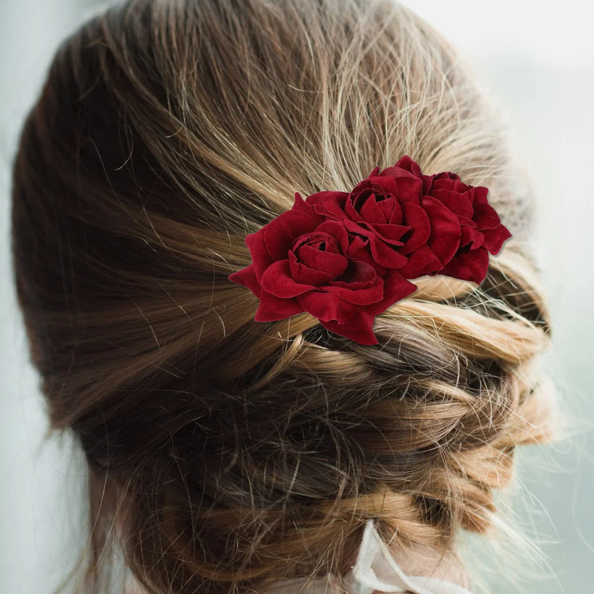 

Rose Hair Wine Red Elegant Floral Insertion Comb For Women Girls Wedding Bridal Festival Photography Use Rose Flower Comb Floral