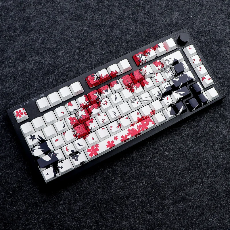 SakuraRaven Customized PBT keycaps 5-sided Thermal Sublimation Cherry Transparent wooting60 hm66 keycaps Gaming Ofiice laptop PC