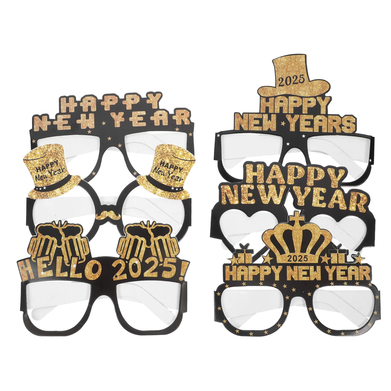 

6Pcs Happy New Year Glasses 2025 Party Eyewear Decorations Modeling Eye Wear for Festive Event Photo Opportunities