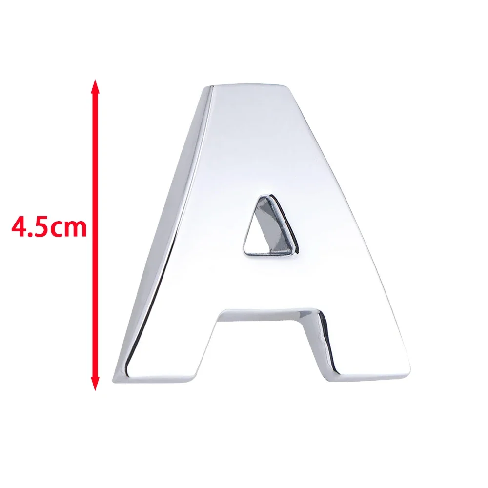 45mm 3D Metal DIY Letters Alphabet Emblem Chrome And Black Car Sticker Digital Badge Logo Accessories Motorcycle