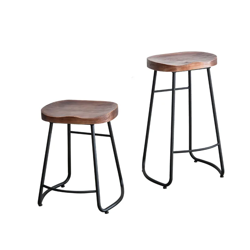 

Solid wood iron simple casual bar stool hotel tavern front desk personality