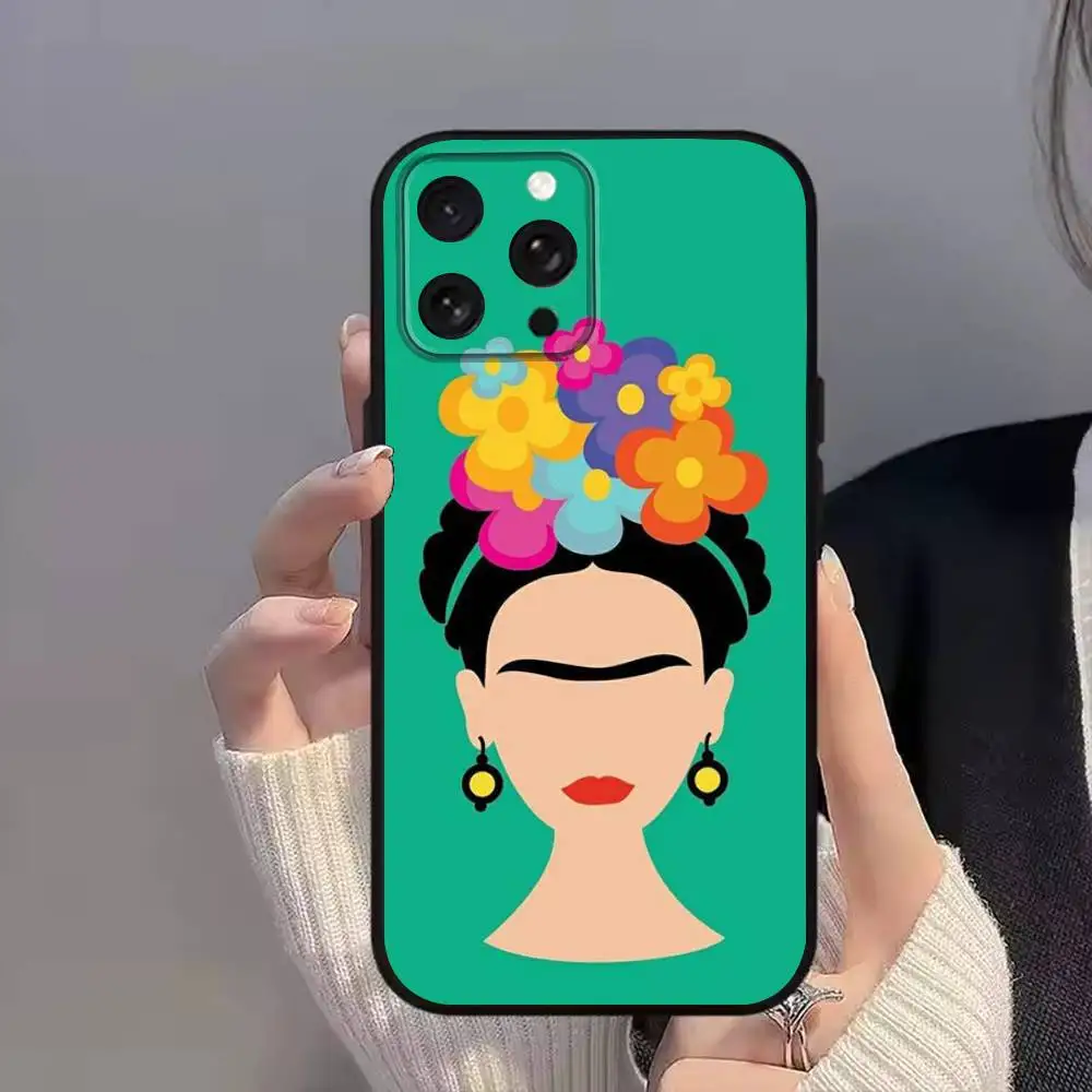 Frida K-Kahlo-ES Custodia per telefono Art per iPhone 11,15,16,14,13,17,12,Pro,SE4,Plus,E,Max,Air,Mini Cover nera