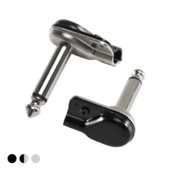 Mini TS TRS Mono 1/4 Electrophoretic Black Covers Nickel-plated Right Angle Plug For Guitar Patch Cable