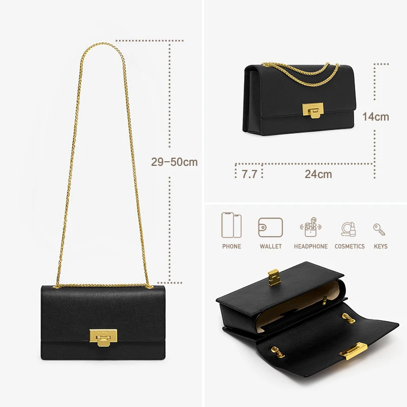 BAFELLI-Bolso de hombro a la moda para mujer, cartera minimalista con cadena que combina con todo, informal, versátil y elegante, marca de lujo,