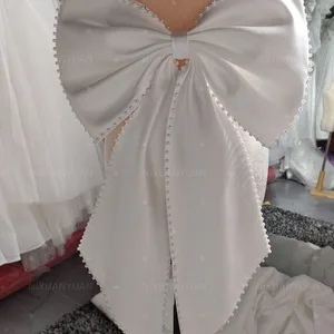 Pérolas De Cetim Arco Com Pin, Cinto De Casamento, Vestido De Noiva Combinando Acessórios, Destacável Handmade Bowknot 8 principais vendas cinto com miçangas - №5