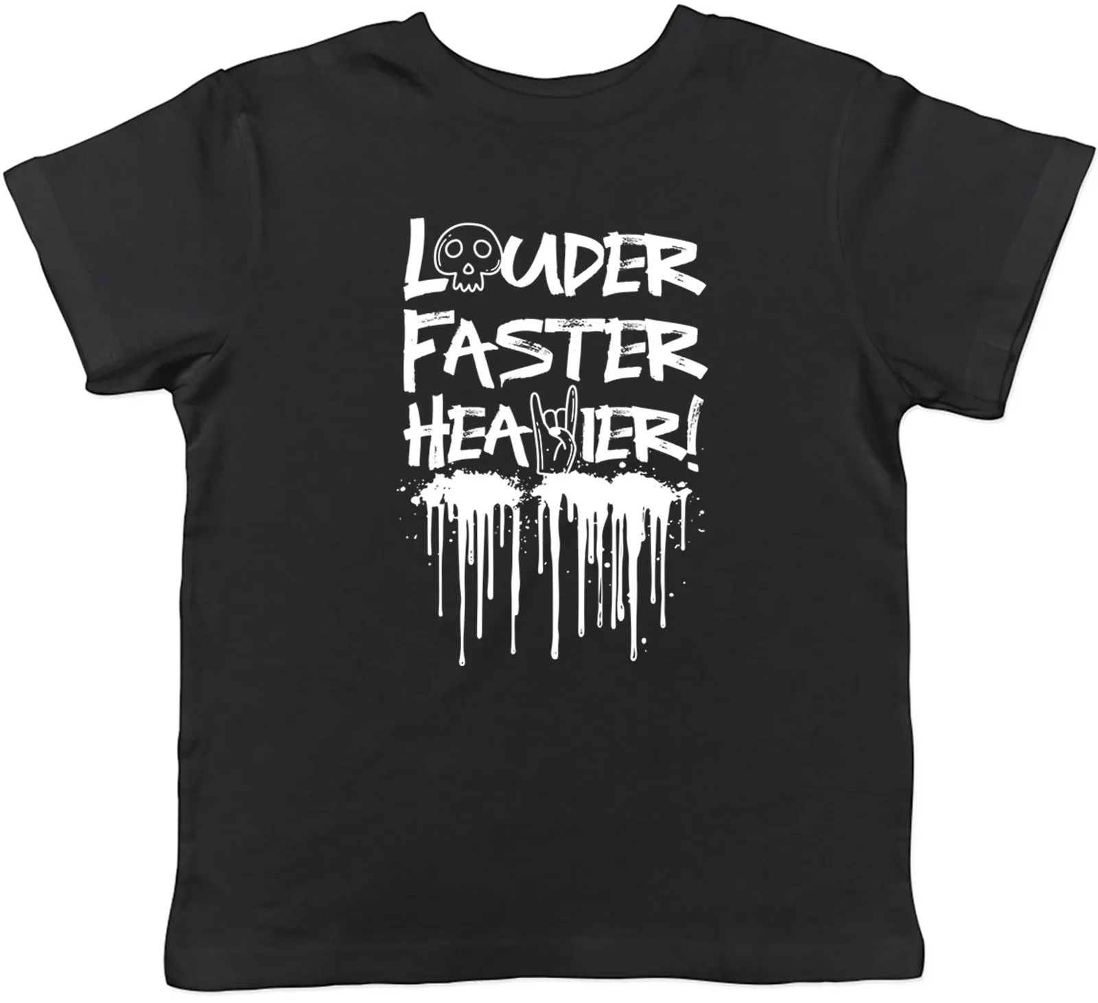 Louder Fast Heavier! Funny Heavy Metal Music Kids T-Shirt Boys Girls Gift