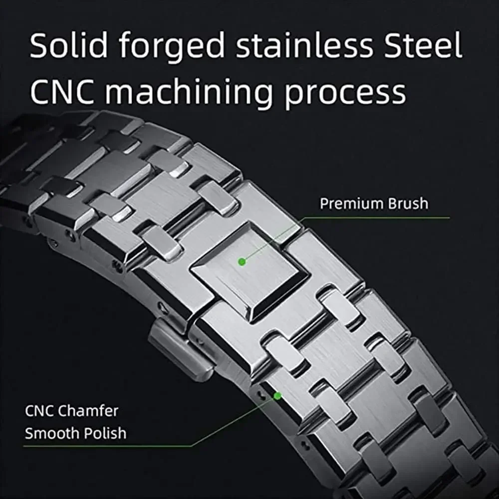 Casioak طقم Mod فاخر ، طقم تعديل ، علبة من الفولاذ المقاوم للصدأ ، حزام معدني ، طقم مجددة لصدمة G