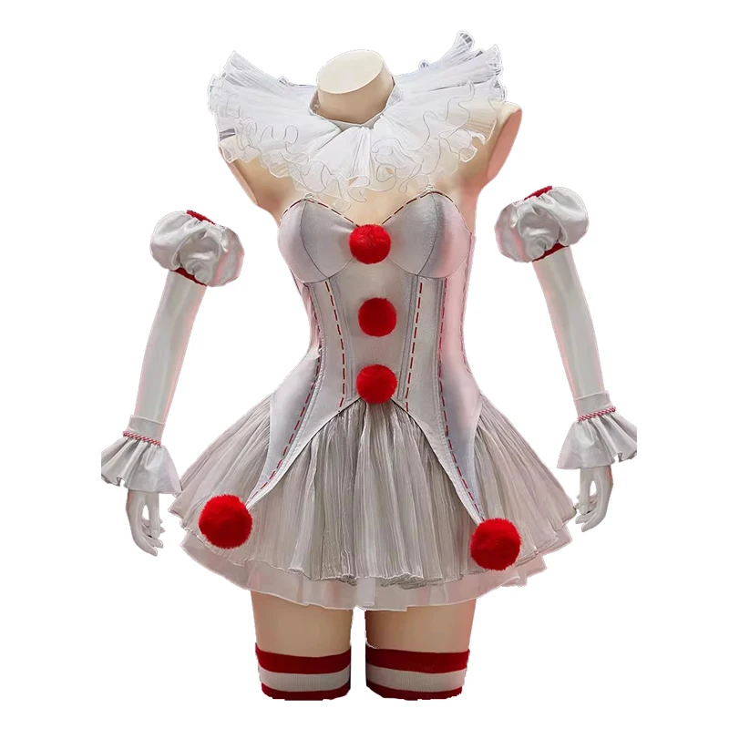 

Women Sexy Clown Outfits Adult Clowns Fancy Dress up Halloween Carnival Stage Performese Clothes Movie Pennywise Cosplay Costume