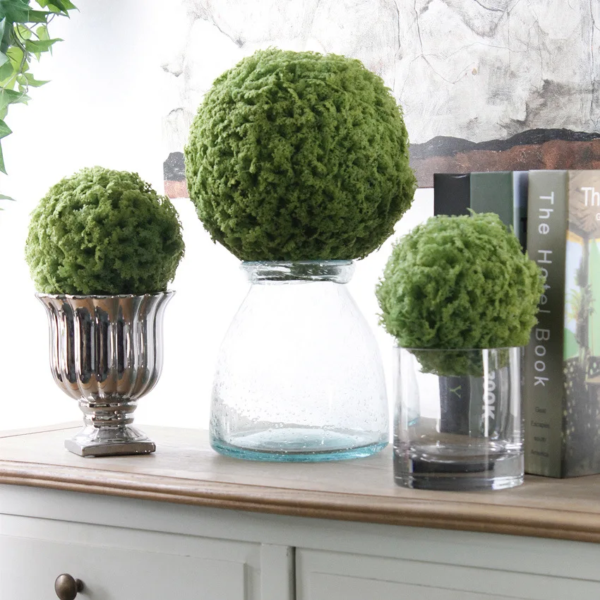 1 PCS Artificial Plastic Green Moss Covered Foam Ball Plant Home Decor Garden Decoration Gift F1116