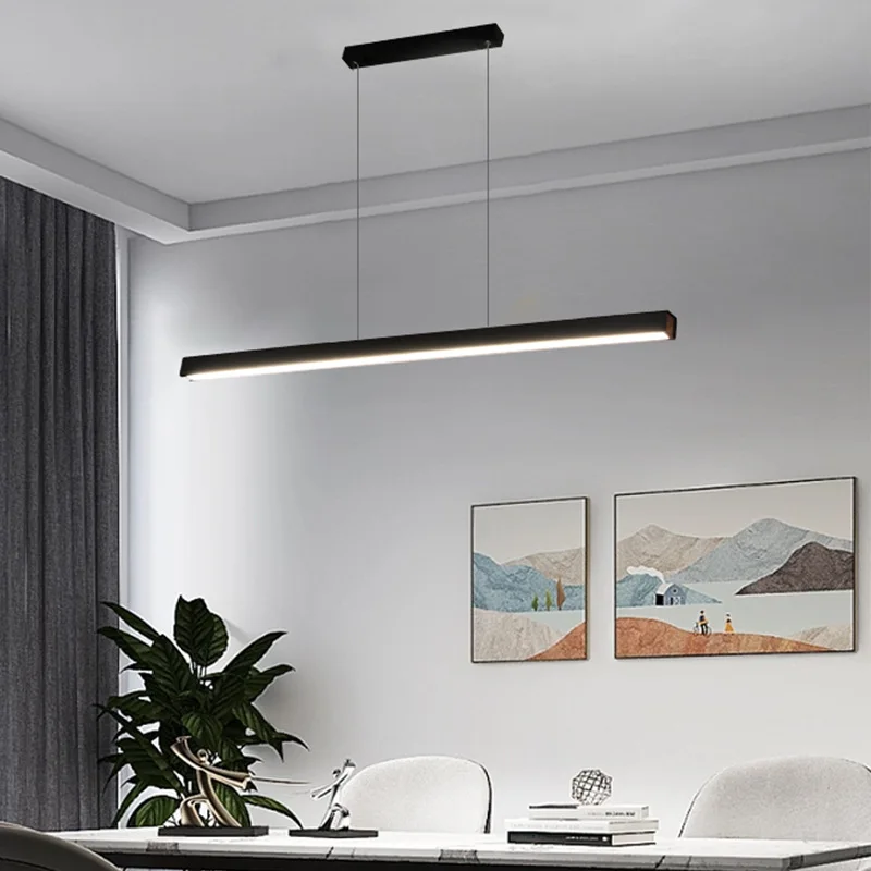 

Modern LED Pendant Lamp For Dining Living Room Bedroom Minimalist Aluminum Long Strip Hanging Light Home Decor Lighting Fixture