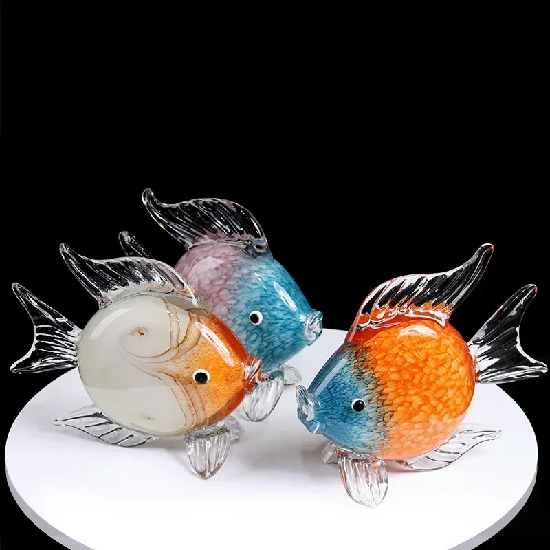 Nordic Glass Kissing Fish Ornament Home Model Room Decoration Creative Crystal Animal Crafts
