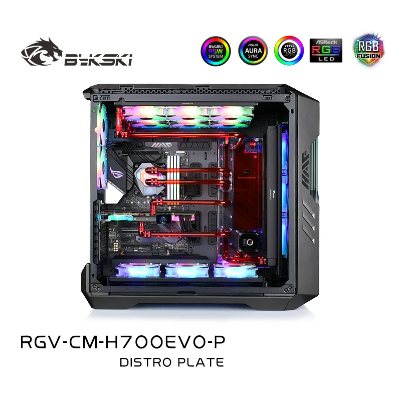 BYKSKI Distro Plate Kit Acrylic Tank for COOLER MASTER HAF 700EVO Computer Case With DDC Pump Radiator PC Water Cooler