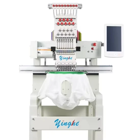 YH  large format 1 head 9 needles monogram sewing computer software logo cap beads flat T-shirt functions  embroidery machines