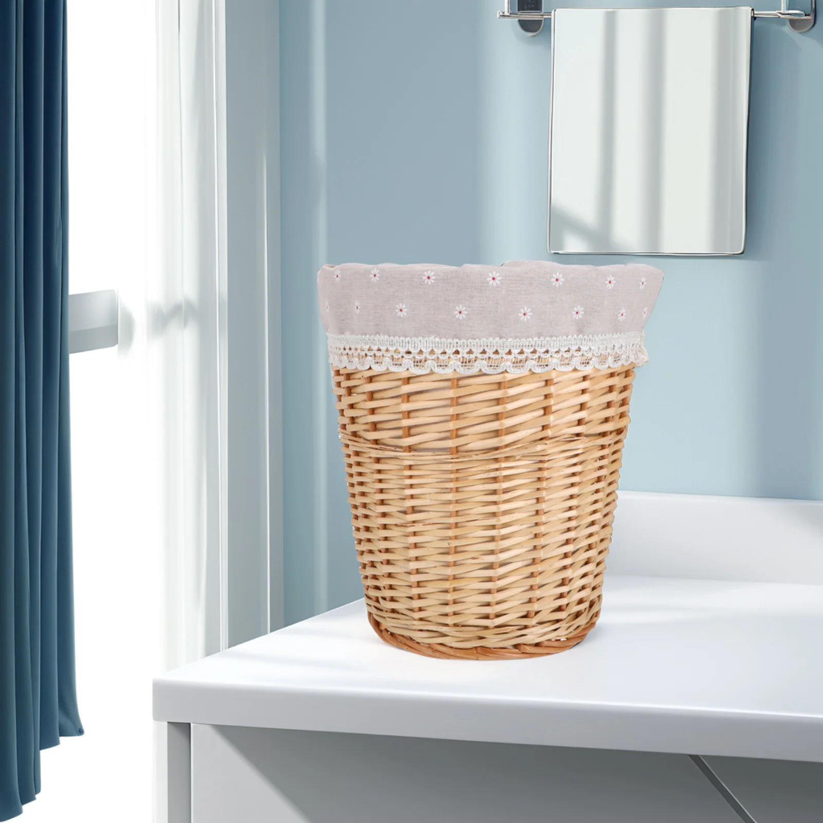 

Rattan Laundry Basket Woven Storage Organizer Hamper Bins Handmade Home Hotel Spacesaving Multifunctional Straw