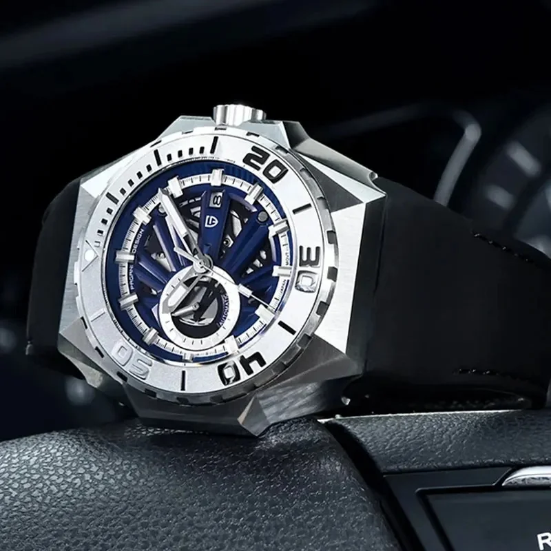 PAGANI DESIGN Men's Hollow Mechanical Watch Stainless Steel 200M Water Resistant Automatic Wristwatch Reloj Hombre