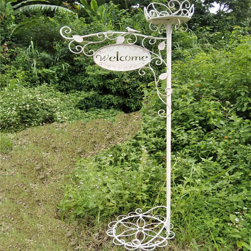 Iron art, welcome to double basket three-dimensional flower stand, outdoor base, double-layer basin, floor-to-ceiling courtyard