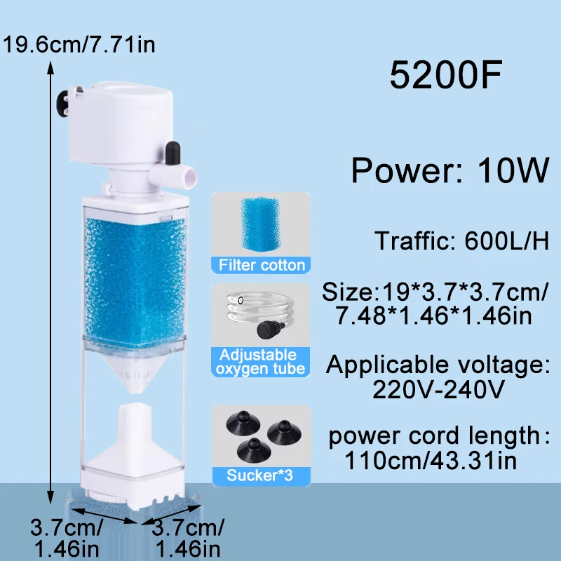 Aquarium-Filterpumpe Fischbecken Tauchbare Luft-Sauerstoff-Belüfterpumpe Interne Wasserpumpe 220V Anti-Rückfluss-Wasserpumpe Wellenerzeuger ﻿ – Detail 3