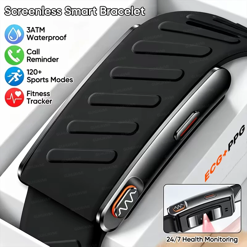 Fashion Screenless Smart Bracelets ECG+HRV Body Composition Al Health Analysis 3ATM Waterproof 100+Sports Mode Health Bracelets
