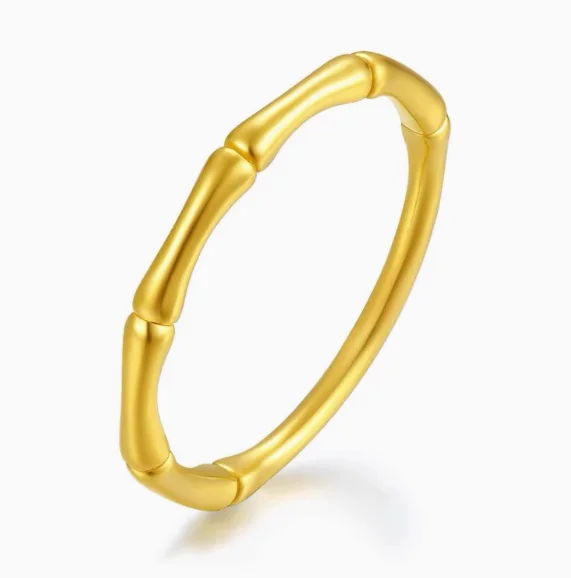 24k pure gold bamboo rings for women 999 real gold finger rings wedding rings  about 0.65g/pc